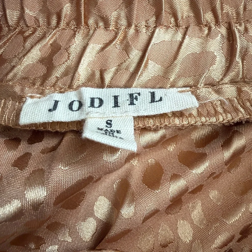 Jodifl Gold Pull On Stretch Waist Cheetah Animal Print Pleated Long Skirt Small